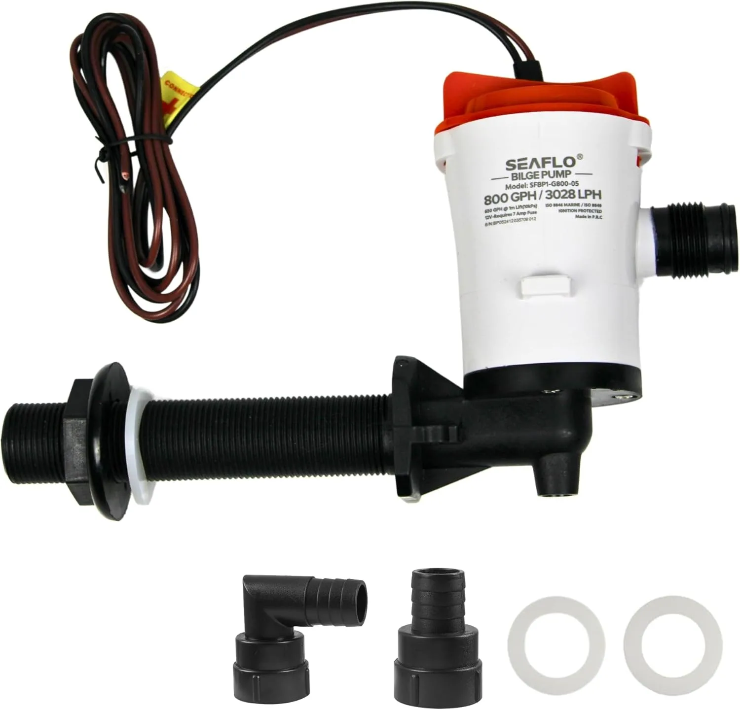 SEAFLO 05 Series 800 GPH Angled Baitwell/Livewell Pump — 12V — main view