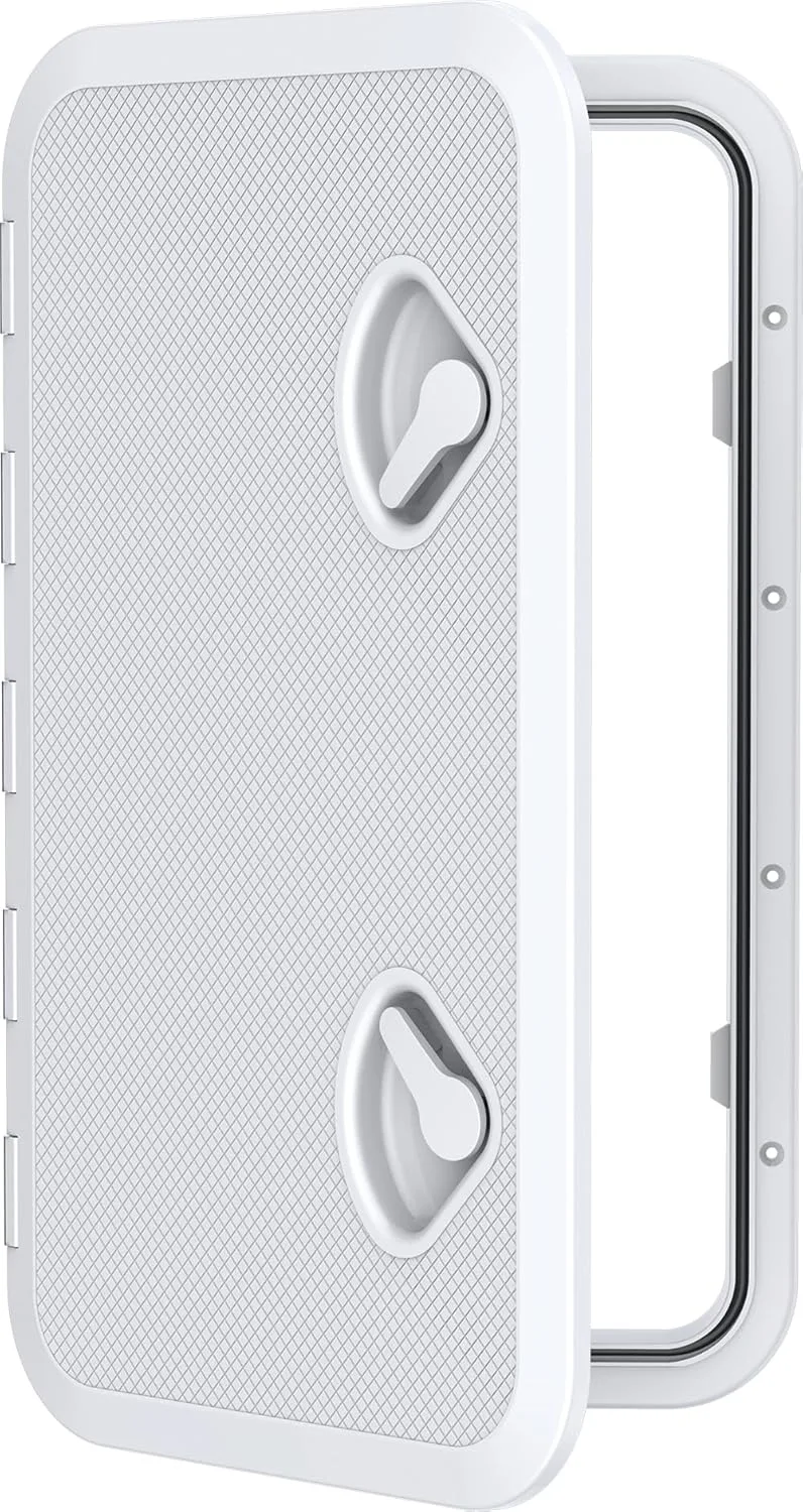 SEAFLO Marine Boat Deck Rectangular Access Hatch - White/Black, Lock and Key/Regular — main view