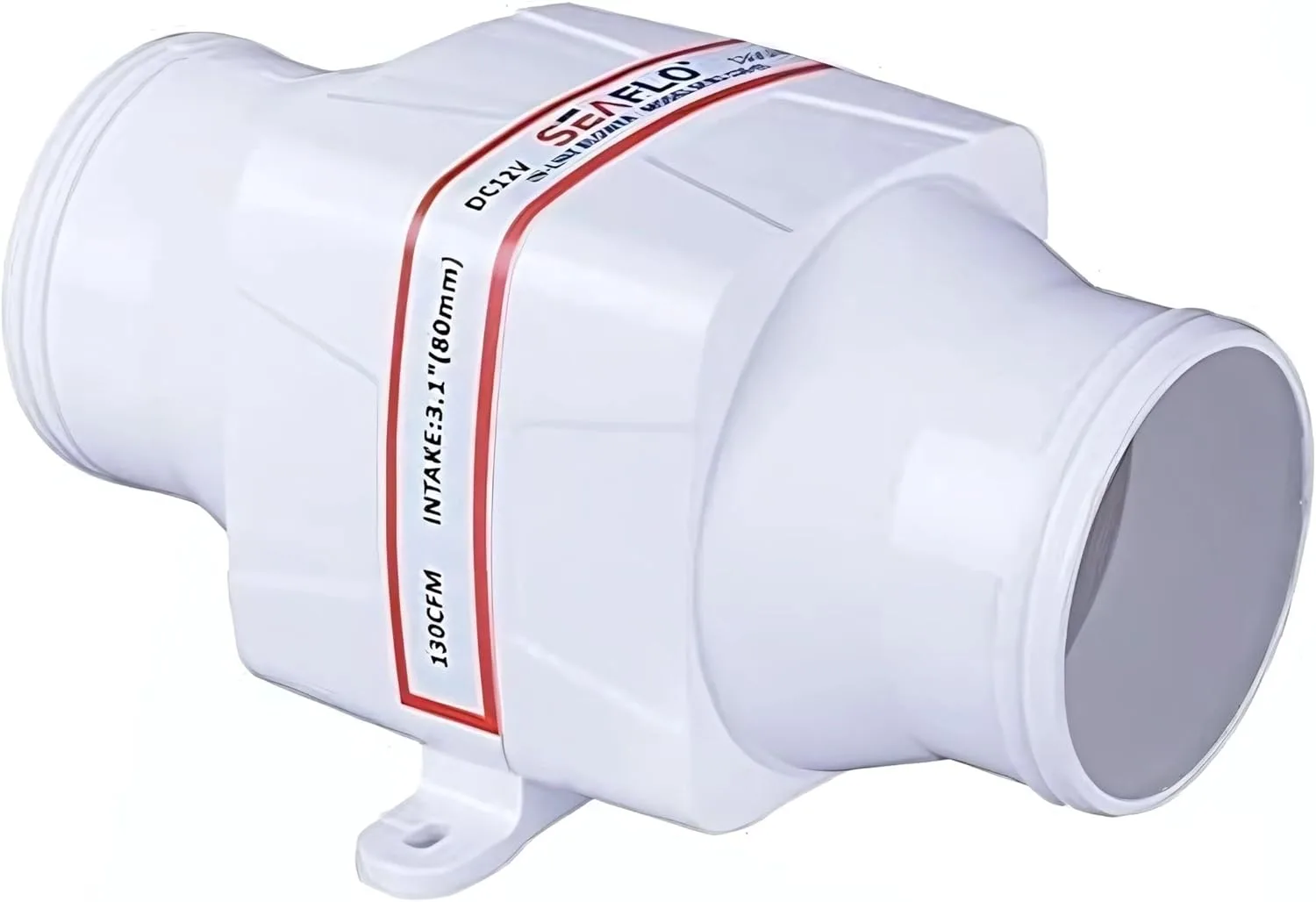 SEAFLO 3" in-Line Marine Bilge Air Blower 24V 130 CFM Quiet Boat White — main view
